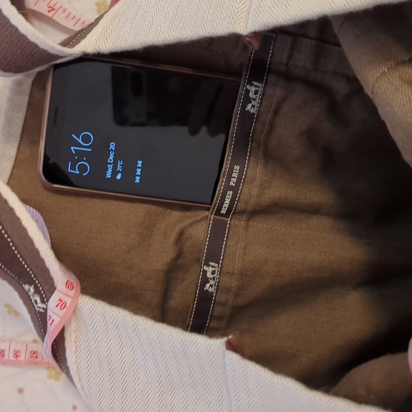 Handmade bag from Hermes dust bag and ribbons with cotton lining - Picture 13 of 14